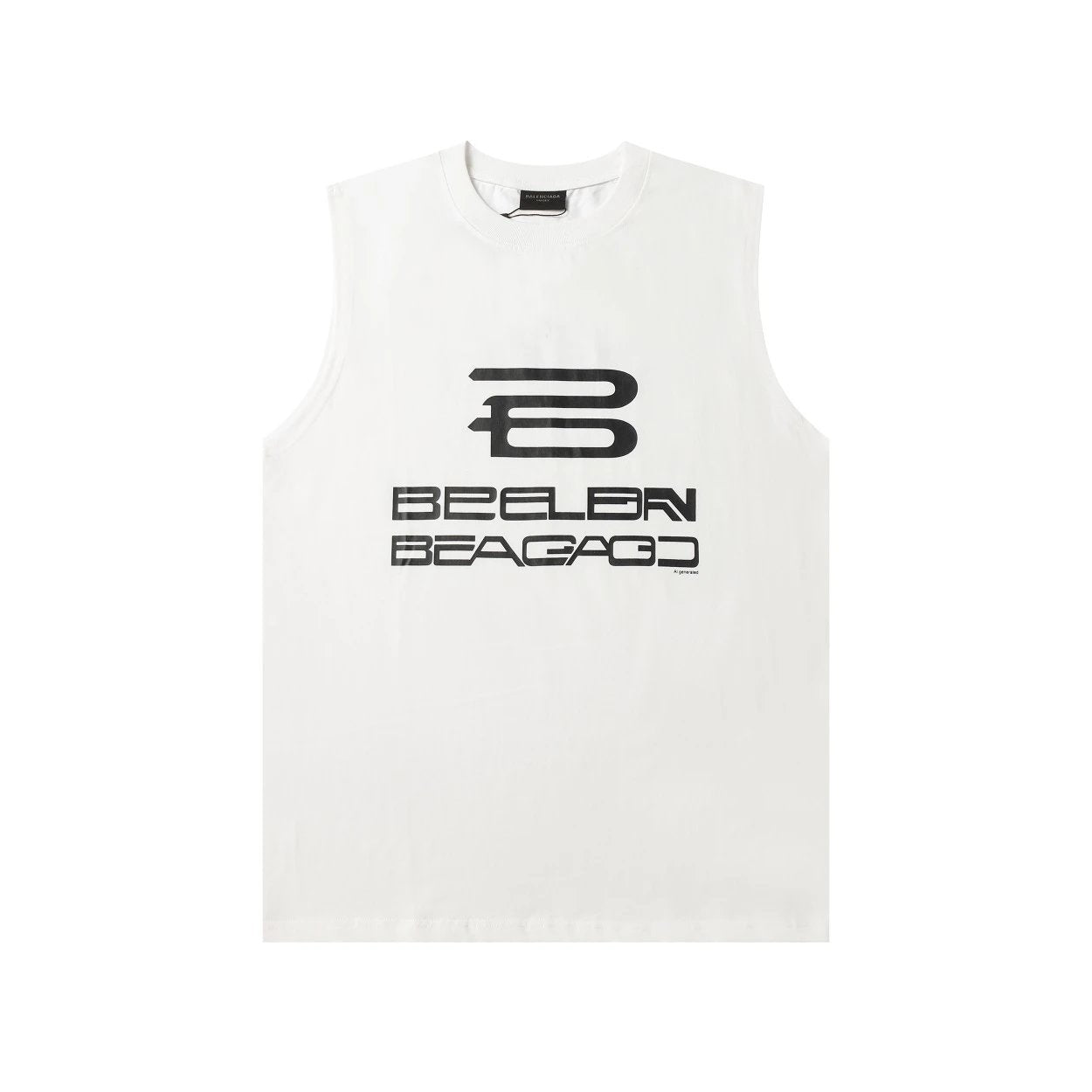 Balenciaga T-shirt Front and Back AI Synthetic Letter Print logo Sleeveless Short Sleeve Sleeveless Vest25ss New Pure Cotton Unisex Base Shirt T T-shirt OS Loose Fit Half Sleeve T-Shirt