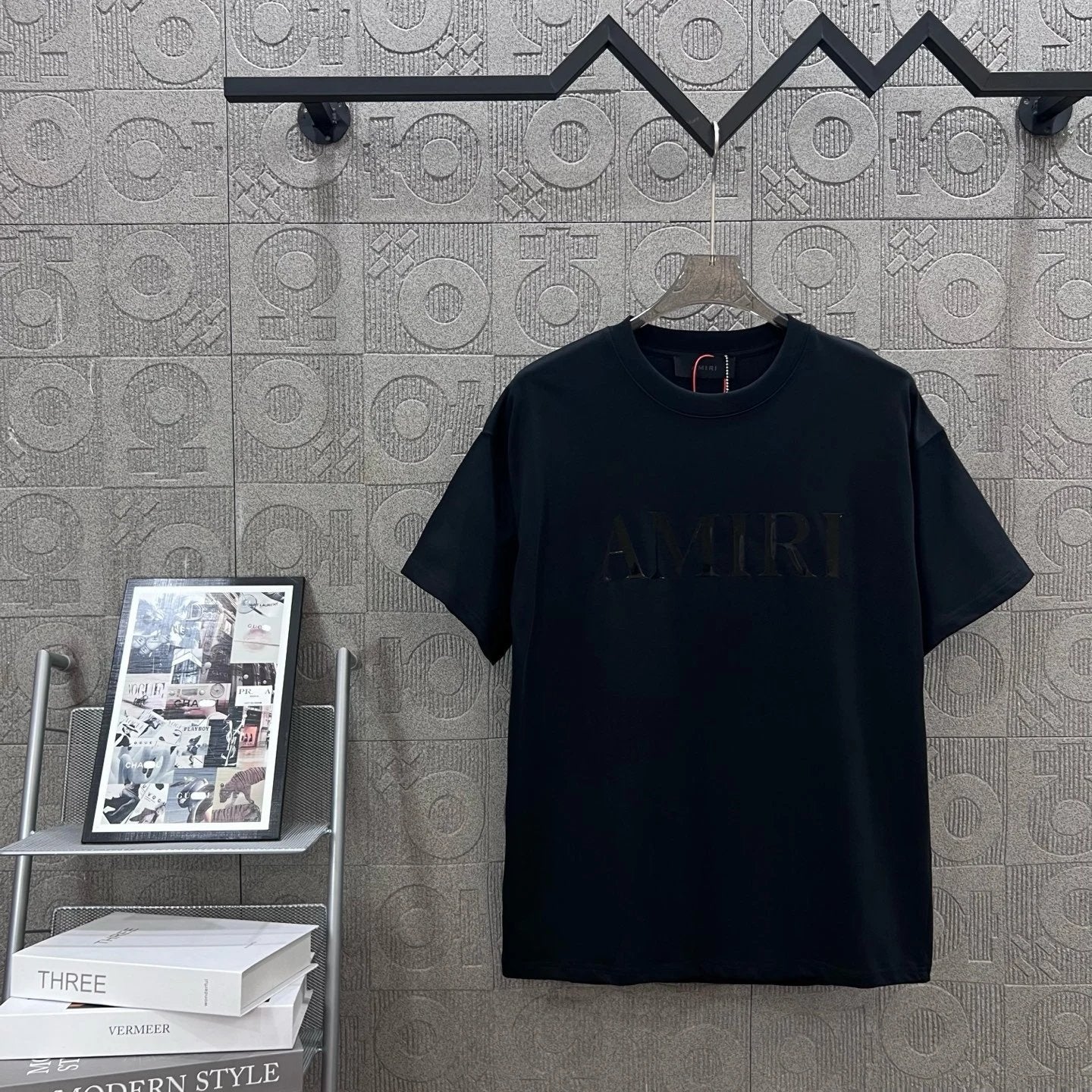 Amiri T-shirt Front Chest Letter Print logo round Neck Short Sleeve25ss New pure cotton T Unisex T-Shirt OS Drop Shoulder Loose Fit Base Shirt Top T-Shirt Short Sleeve