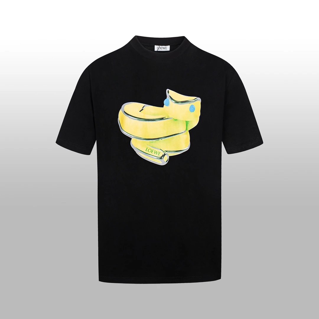 LOEWE T-shirt Hand-drawn Snake Year Theme Illustration on the Chest logo round Neck Short Sleeve25ss New Pure Cotton Unisex Style T T-shirt OS Loose Fit Base Shirt Top Half Sleeve T-Shirt