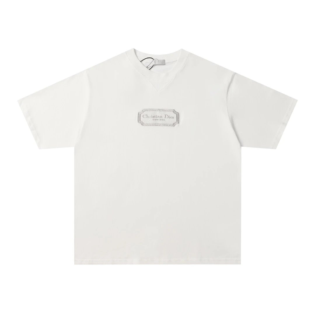 Dior T-shirt Classic Embroidery ContureLOGO Logo Crew Neck Short Sleeve25ss New Pure Cotton Unisex Style T T-shirt OS Loose Fit Base Shirt Half Sleeve T-Shirt Top Half Sleeve