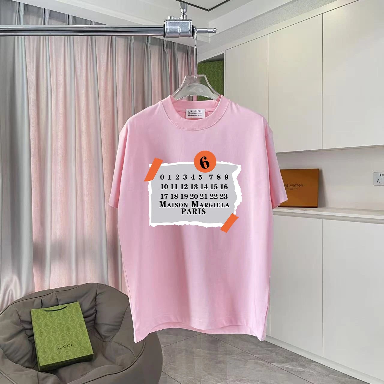 Maison Margiela T-shirt Chest Number and Letter Print logo round Neck Short Sleeve25ss New Pure Cotton Unisex Style T T-shirt OS Loose Fit Base Shirt Half Sleeve T-Shirt Top Half Sleeve