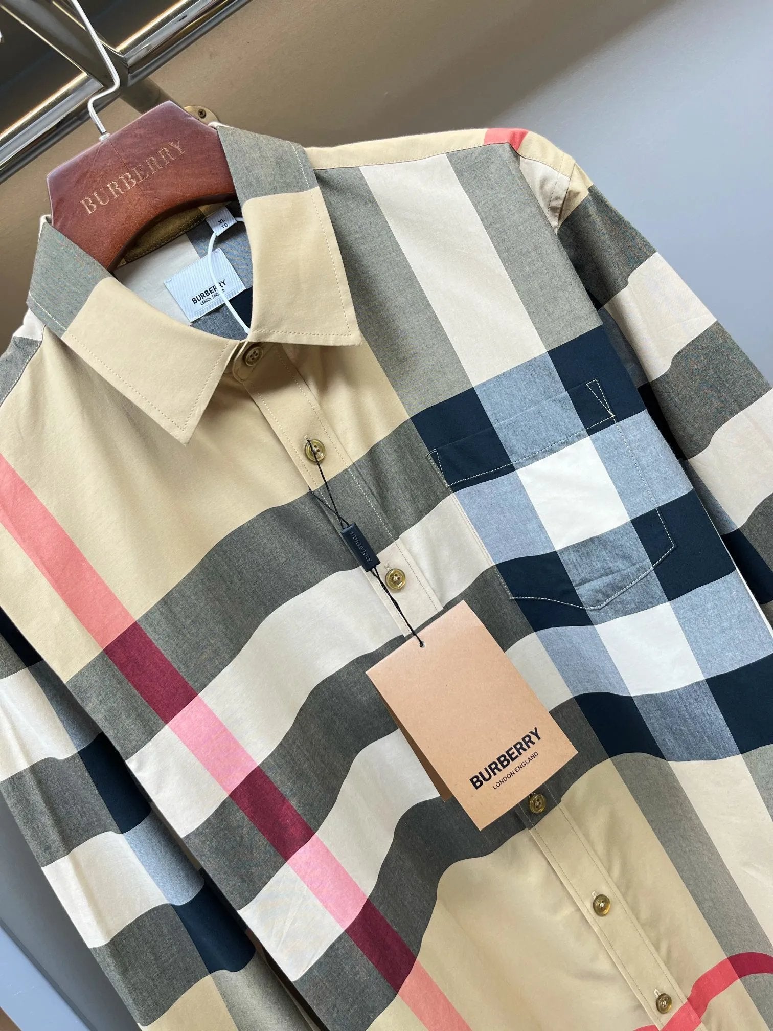Burberry Shirt Classic Plaid Cotton Shirt for Men and Women, Casual Versatile