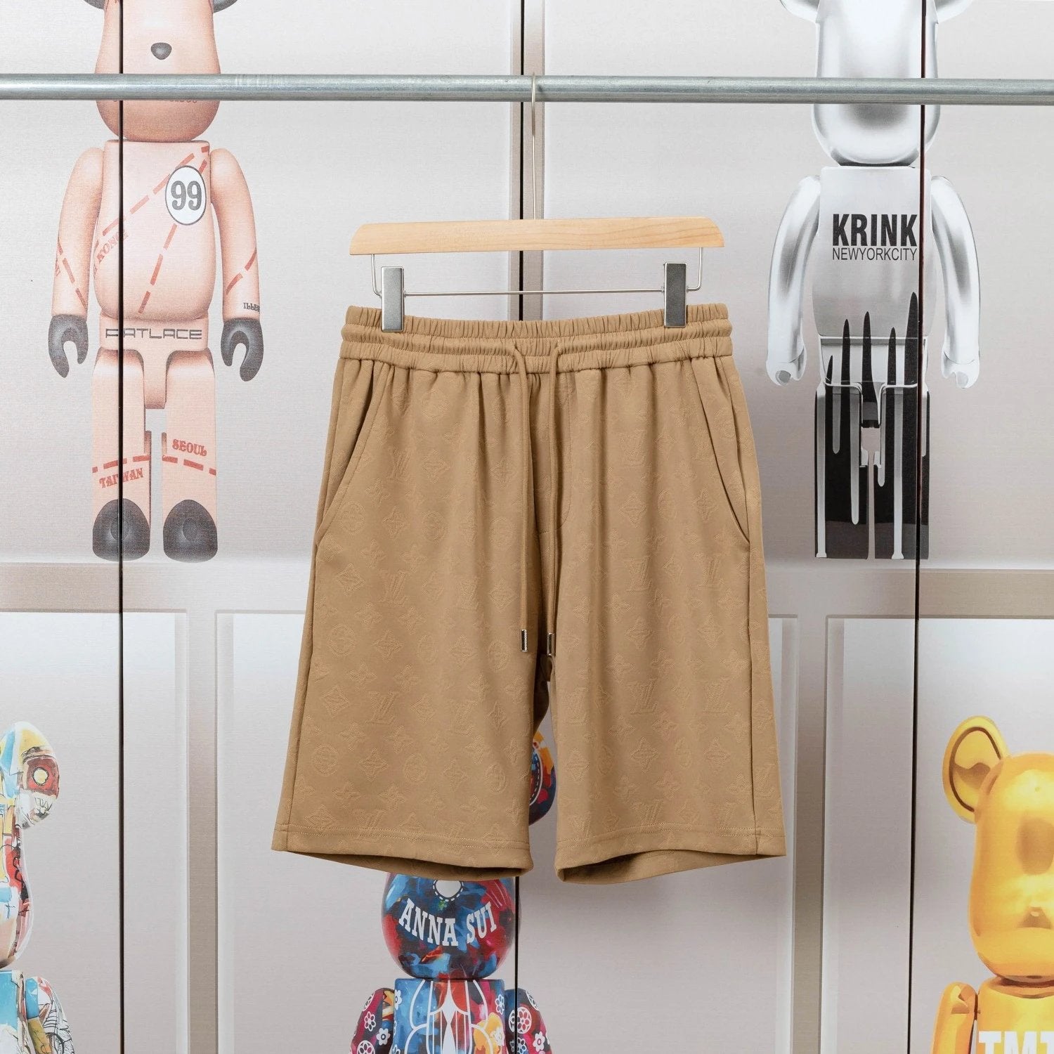 Louis Vuitton LV Shorts Classic3D Jacquard Logo logo Five-point Shorts25ss New Drawstring Casual Summer Pants American Style5Two-in-One Casual Sweatpants for Men and Women, Pure Cotton Joggers