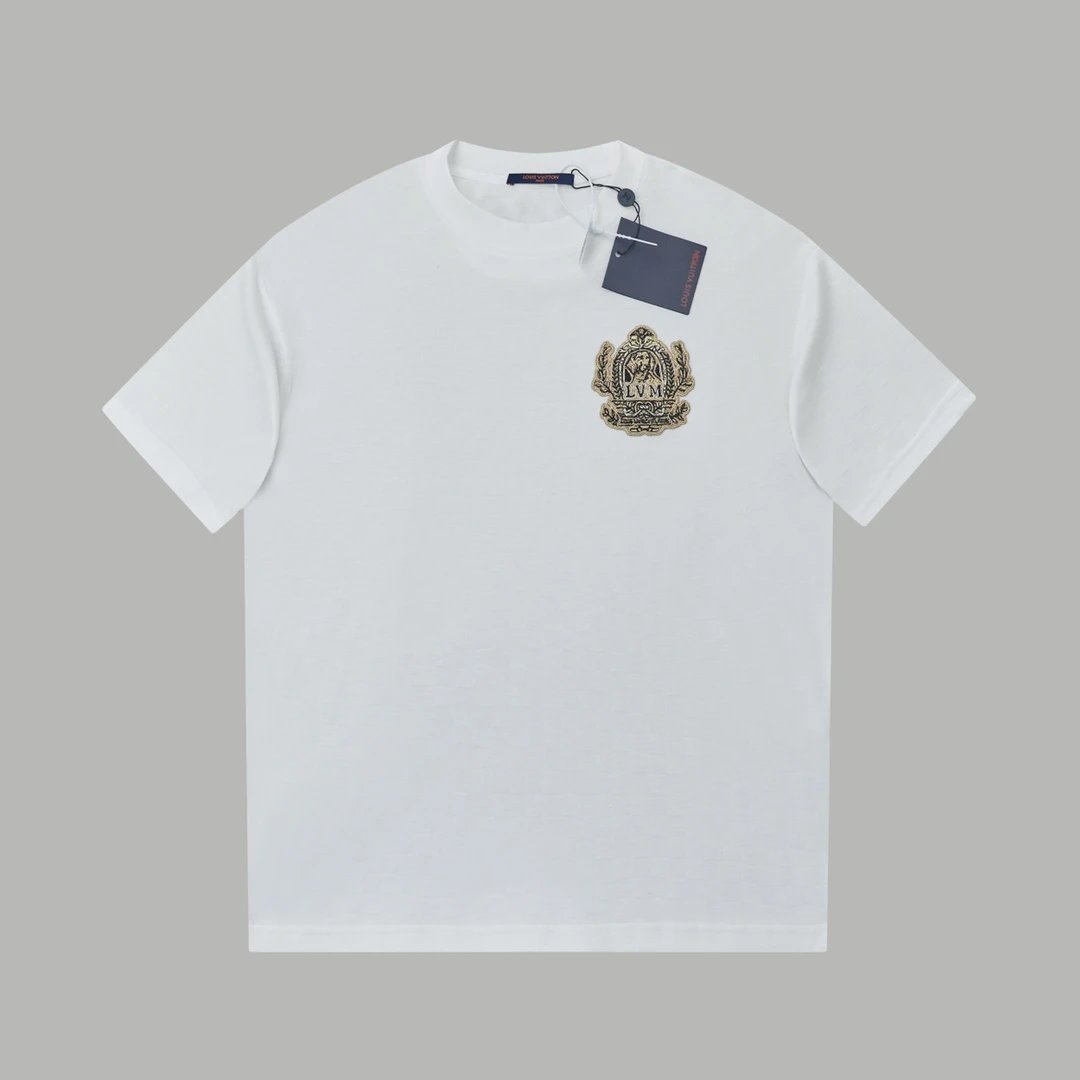 Louis Vuitton LV T-shirt Chest Checkerboard Pattern Jacquard Embroidery logo round Neck Short Sleeve25ss New Pure Cotton Unisex Style T Casual T-Shirt Base Layer Shirt OS Loose Fit Half Sleeve Top Plus Size