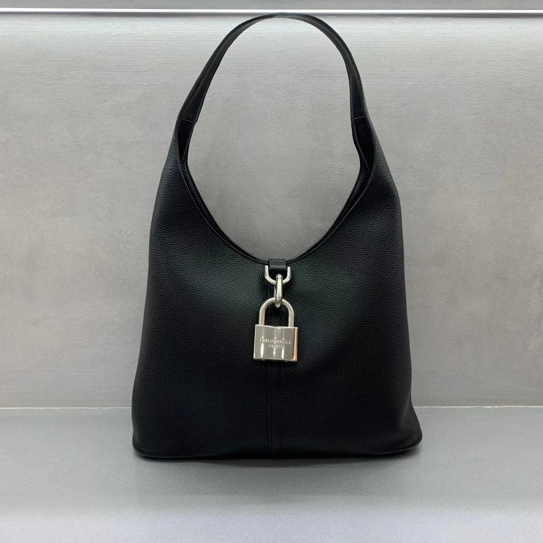 Balenciaga Bag Top version 【Super Original Leather】g Lock Decoration Locker Hobo Bag from g2024In Early Spring Series Locker Hobo Bag Large Size mini Small Handbag Vegetable Basket Bag Tote Bag24New Twist Lock Vegetable Basket Bag
