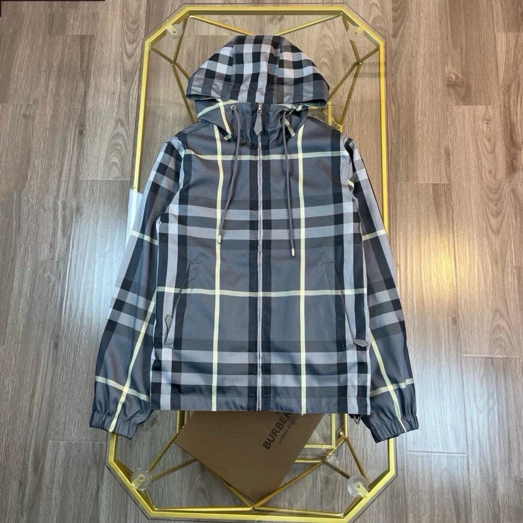 Burberry Jackets Classic Large Plaid Reversible Hooded Jacket Coat Autumn Winter New Unisex