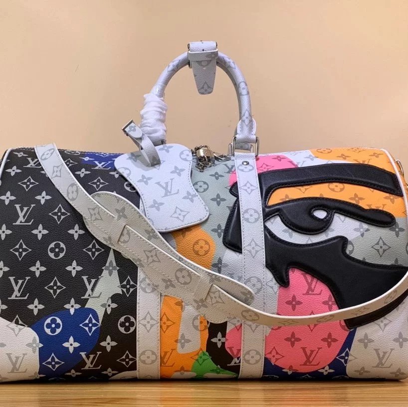 Louis Vuitton LV Travel Bag Top version 2024New【KEEPALLBANDOULIèRE55Travel Bag】m46677Brown(Eye Series)M23160White45cm New Product Men's Traveling Bag Gym Bag Large Handheld Bag Men's and Women's Bags
