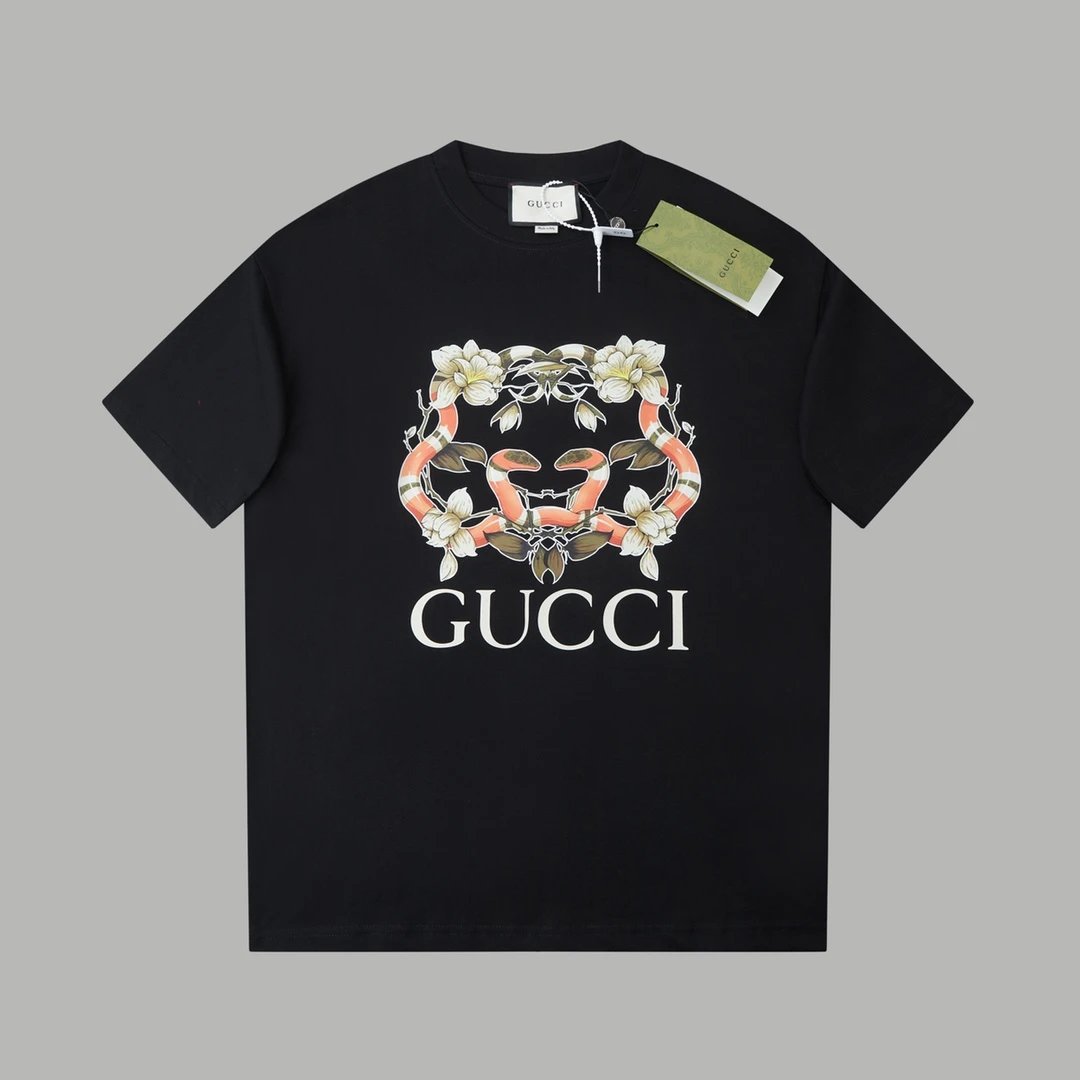 Gucci T-shirt Year of the Snake Limited Edition Classic Coiled Snake Pattern Print logo round Neck Short Sleeve25ss New Pure Cotton Unisex Style T T-shirt OS Loose Fit Base Shirt Half Sleeve T-Shirt Top
