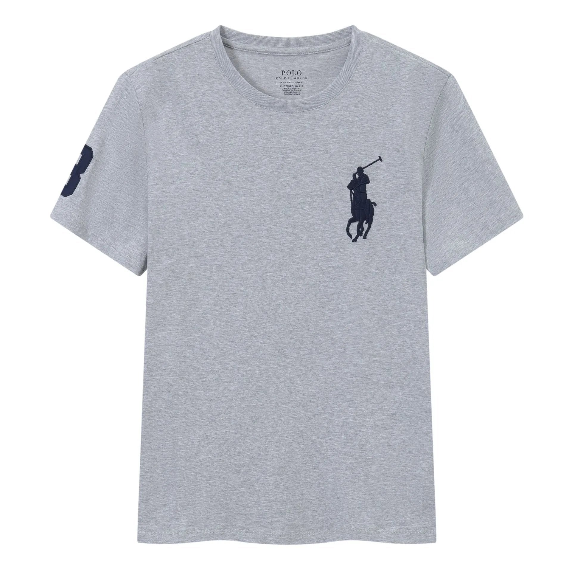 Ralph Lauren T-shirt D77Summer New Cotton round Neck Short Sleeve Men T T-shirt Solid Color Casual Fashion Half Sleeve Bottoming Shirt-CY