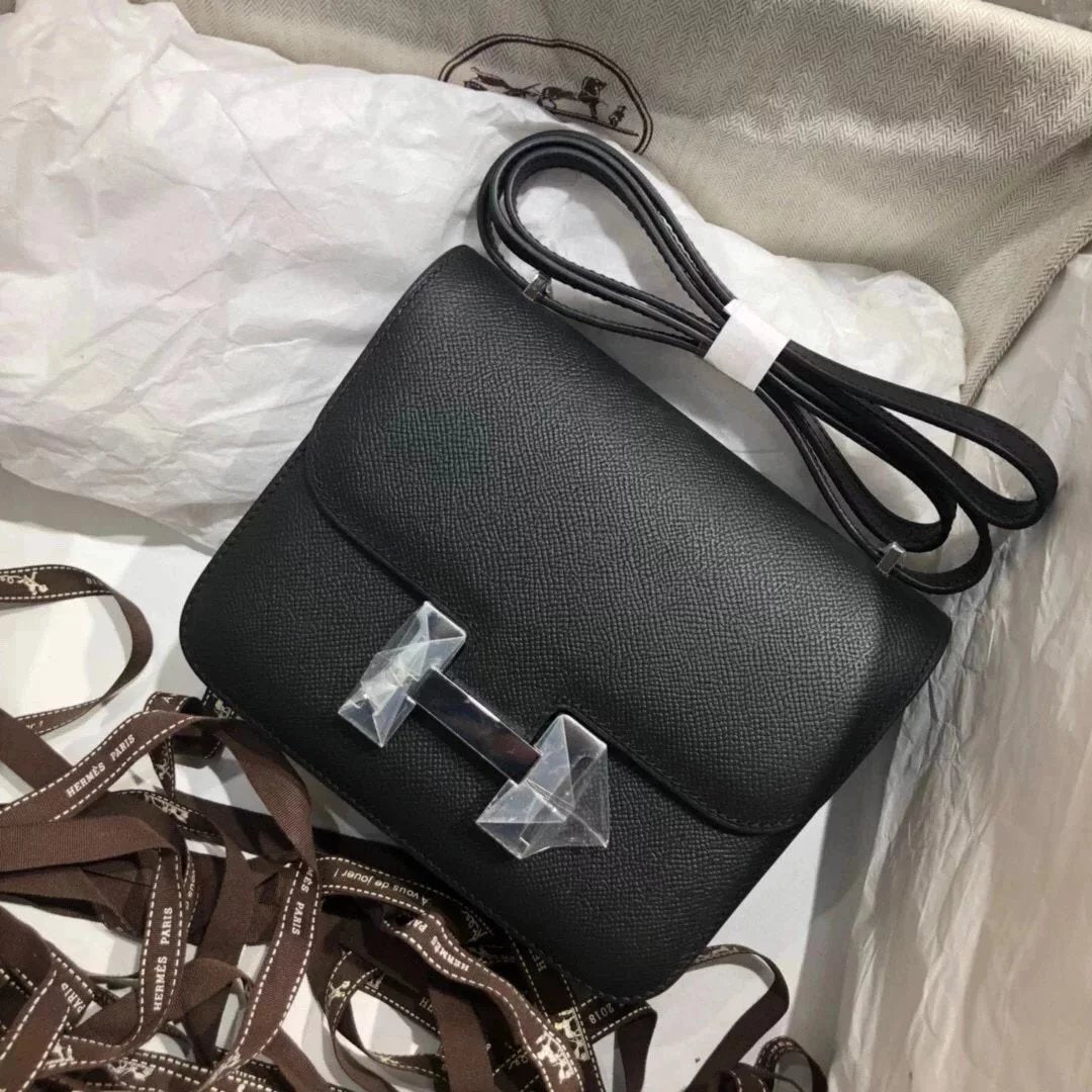 Hermes women's bag Top version 【H Handmade Custom】Stewardess Bag Constance Bag constance Silver Buckle Gold Buckle EP Women's Leather Crossbody Shoulder Bag2424