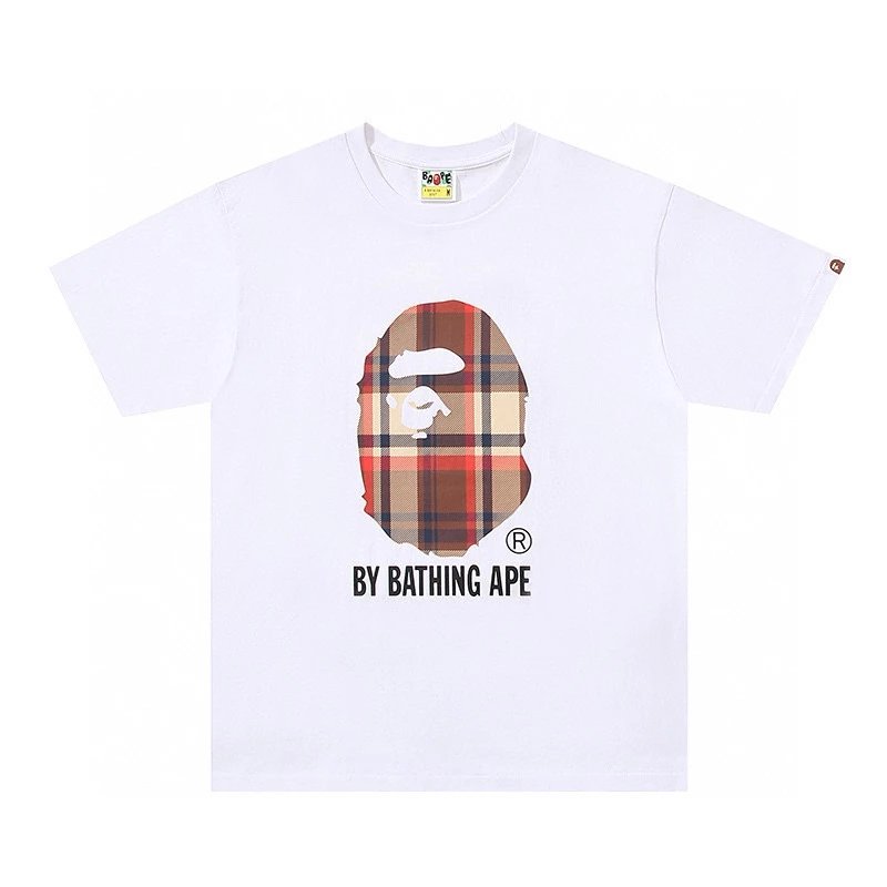 Bape T-shirt Top Version Printed Checks Short Sleeve T Summer T-shirt for Men and Women