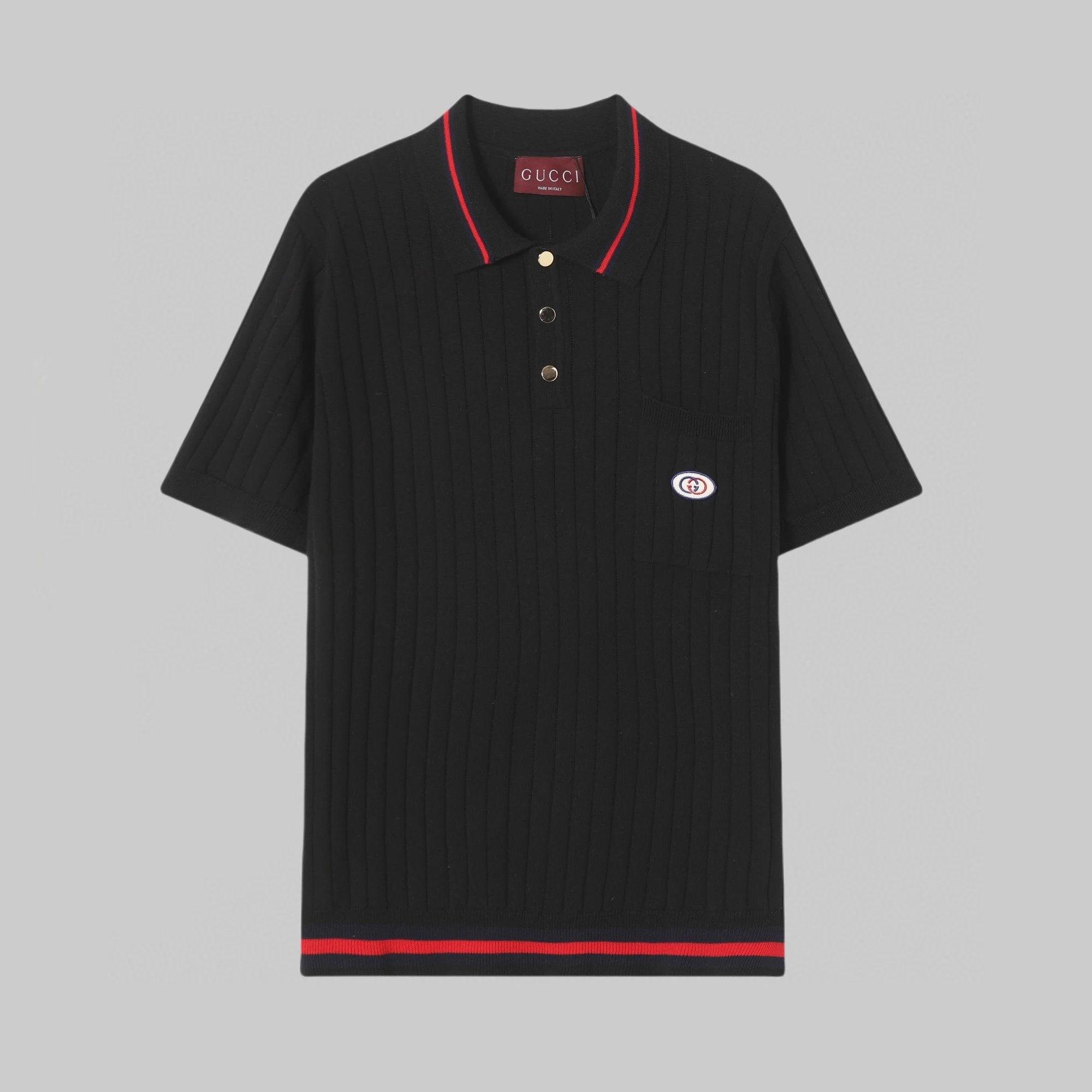 Gucci T-shirt Classic Striped Small Label logo Knitting POLO Shirt Lapel Short Sleeve25ss New Unisex Summer Short Sleeve OS Loose T Business Half Sleeve Shirt Plus Size T-Shirt