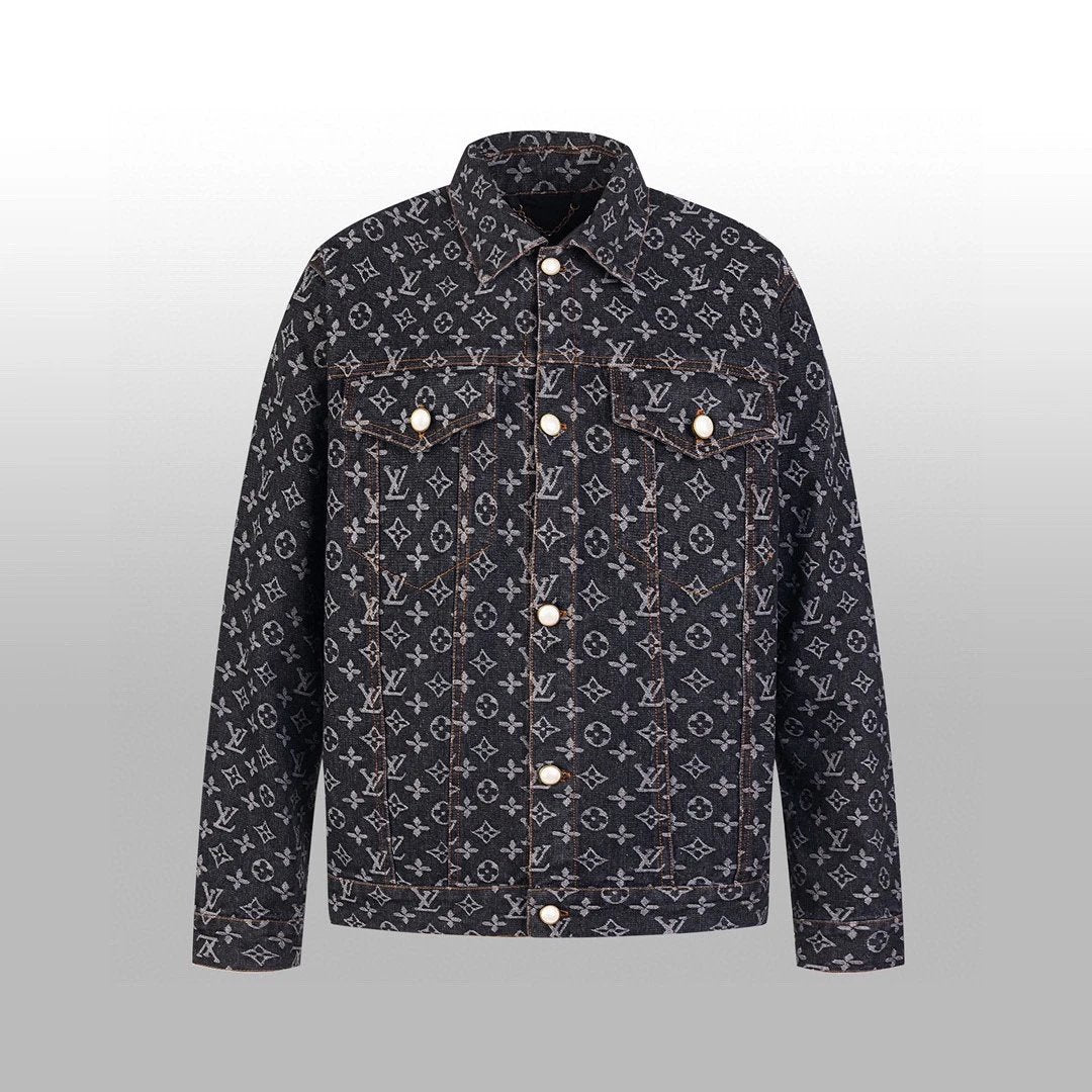 Louis Vuitton LV Jackets Set Bamboo Cotton Denim Heavy Craft Washed Denim Jacket Fashion Simple Heavy Casual Short Denim Unisex Washed Vintage Turn-down Collar Jacket