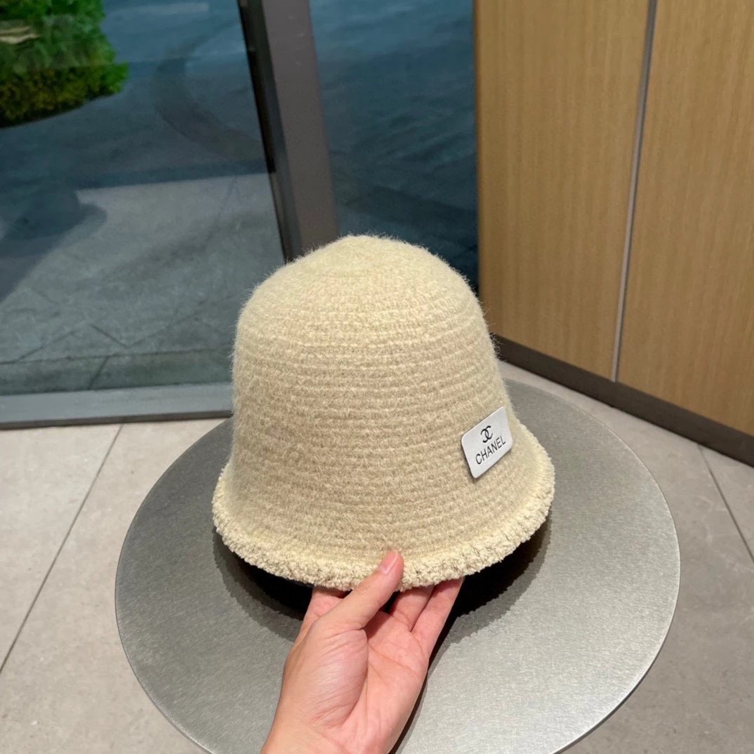 Chanel Hat Autumn and Winter New Cashmere Wool Hepburn Style Bucket Hat Socialite Temperament High-Definition Series New Products,Unisex