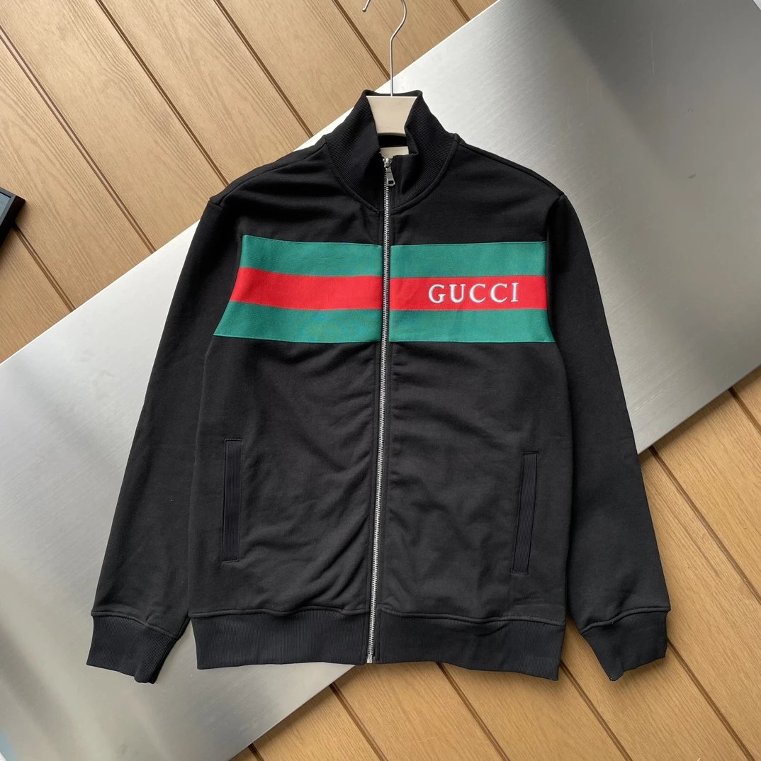 Gucci Jackets City Limited Red Label Series Gold Label Embroidered Stand Collar Jacket Unisex Autumn Winter New Sports Casual Loose Versatile