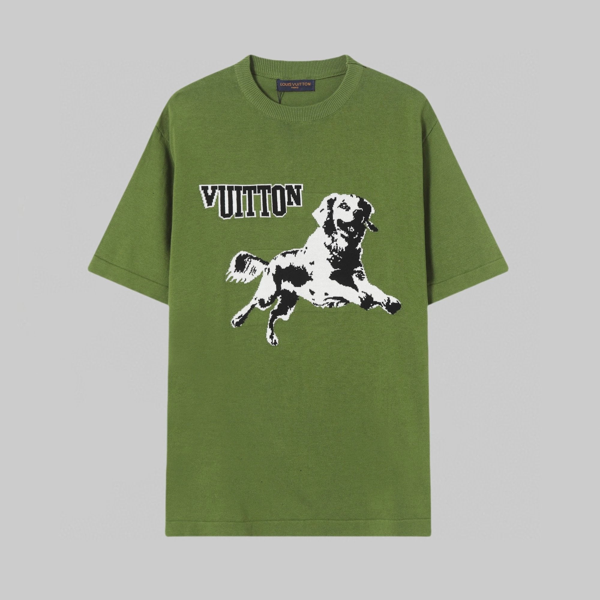 Louis Vuitton LV T-shirt Front Dog Embroidered Knit logo round Neck Short Sleeve25ss New pure cotton T Unisex T-Shirt OS Drop Shoulder Loose Fit Base Shirt Top T-Shirt Short Sleeve