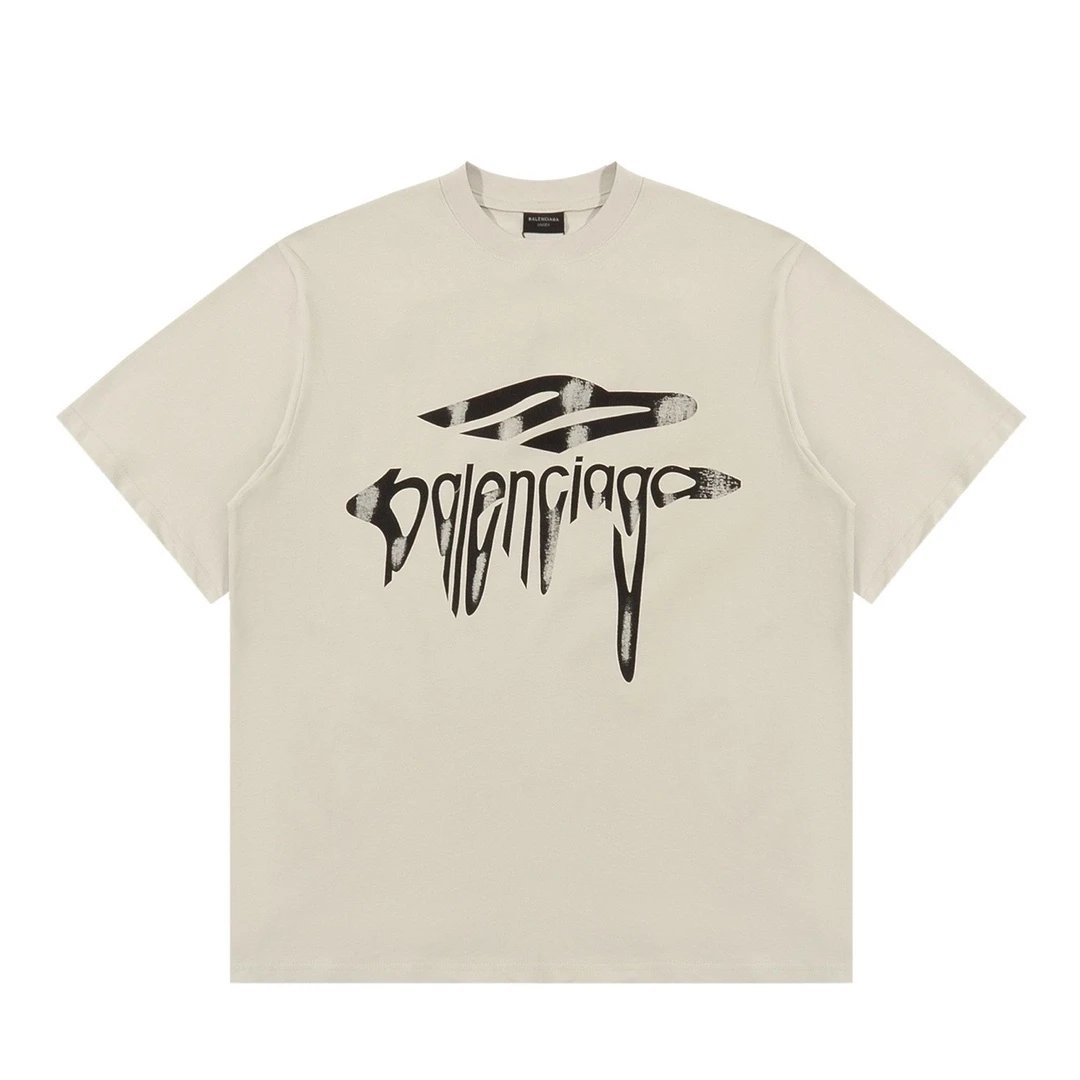 Balenciaga T-shirt Flowing from the chest m Letter Printing logo round Neck Short Sleeve25ss New Pure Cotton Unisex Style T T-shirt OS Loose Fit Base Shirt Top Half Sleeve T-Shirt