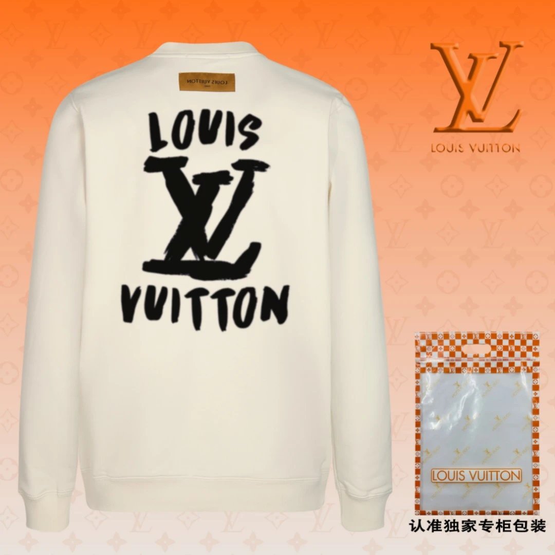 Louis Vuitton LV Hoodie Large back logo Runway Style Crewneck Sweatshirt Long Sleeve Base Shirt Jacket Top Fashion Unisex Sports Casual OS Loose Fit Versatile New Autumn Winter Collection