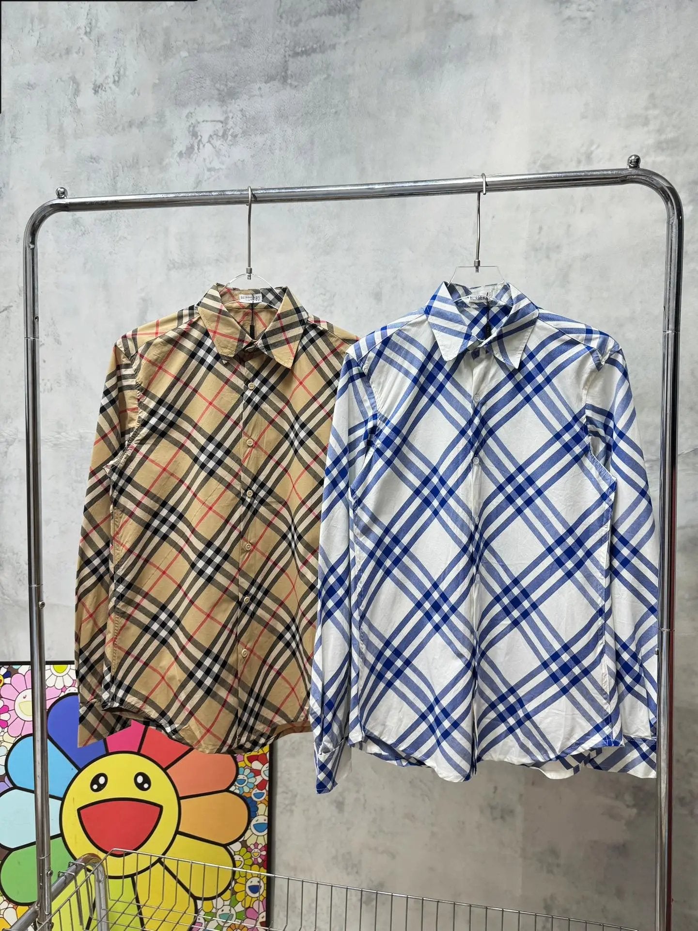 Burberry Shirt Twill Check Classic Shirt Casual Loose Versatile Turn-down Collar Long Sleeve Shirt os Unisex Inner Layer Design24ss Autumn and Winter New Products