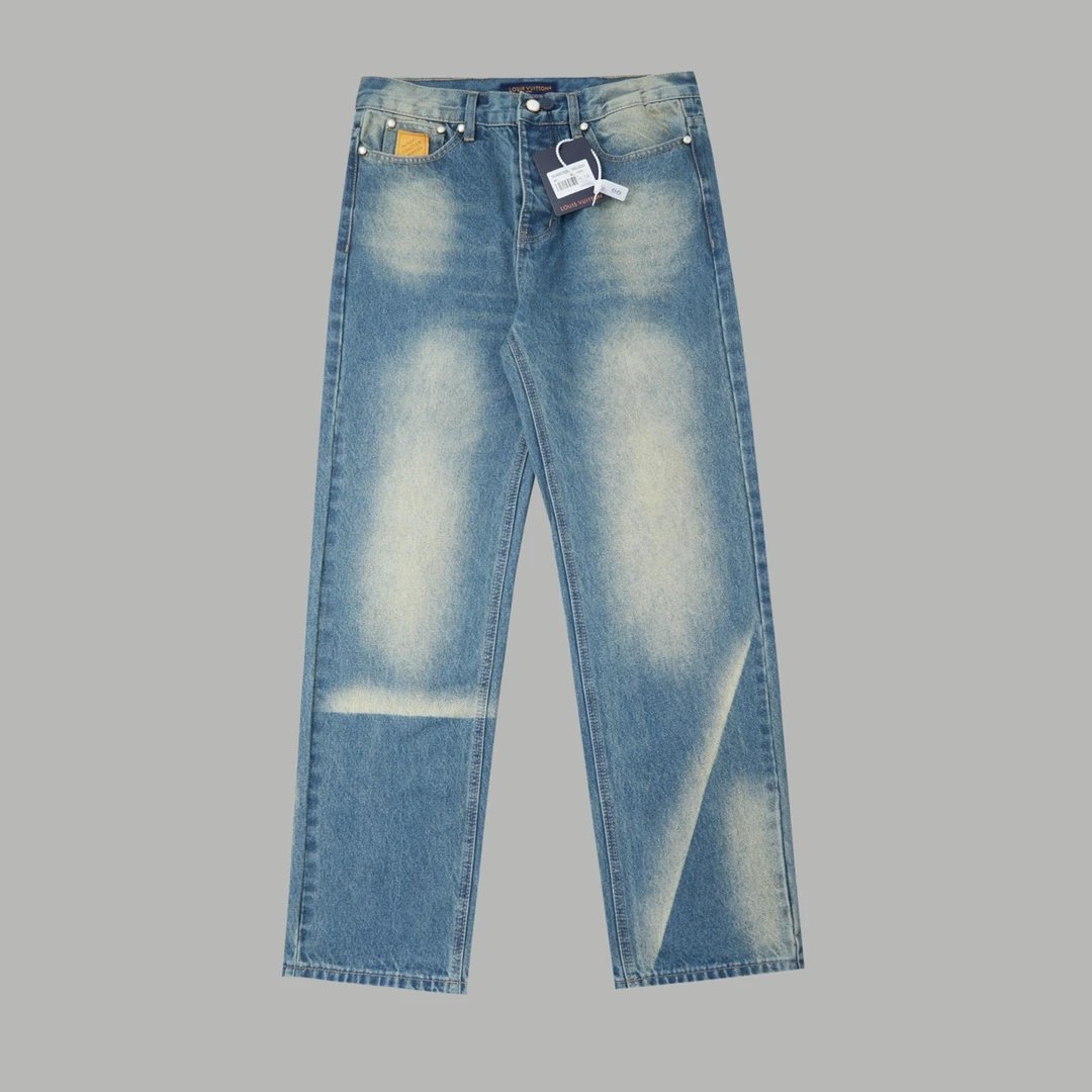 Louis Vuitton LV Jeans Pocket Logo logo25ss Spring Summer New Straight Loose Slim Fit Jeans Unisex Long Pants