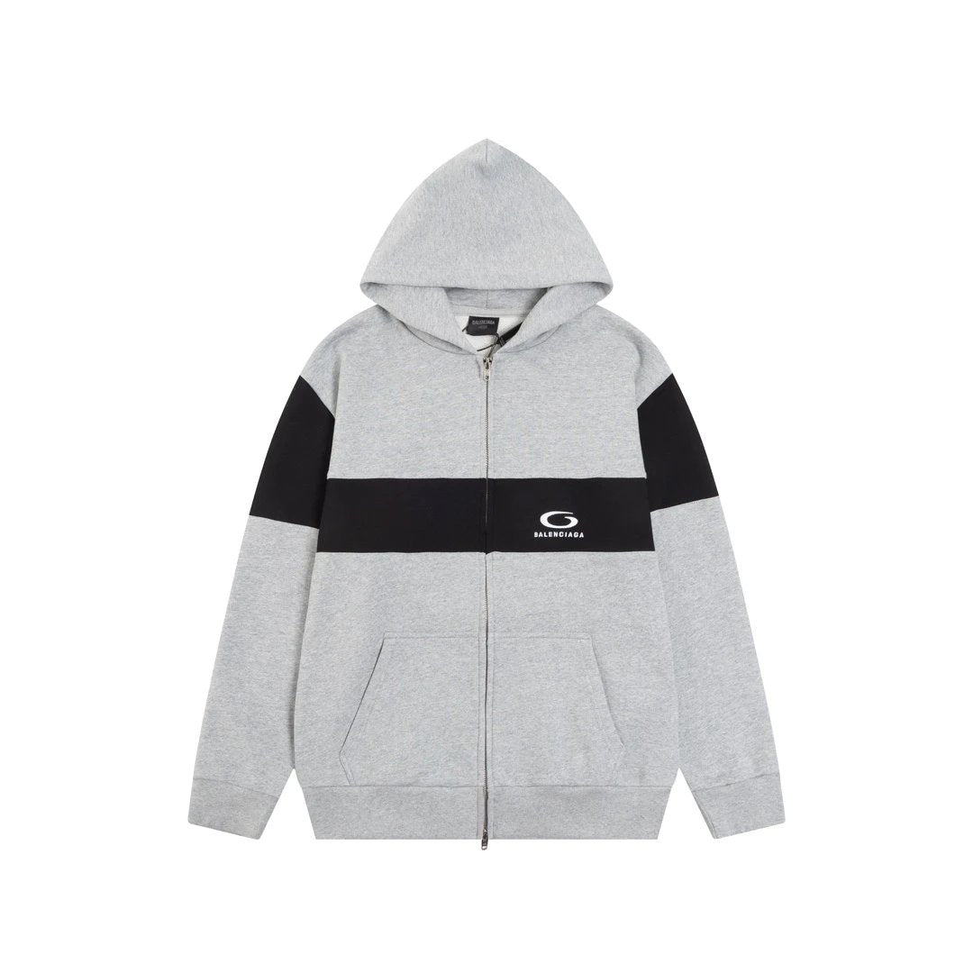 Balenciaga Hoodie Micro Logo Embroidered Zipper Hoodie Sweatshirt Unisex Sports Casual OS Loose fit versatile style