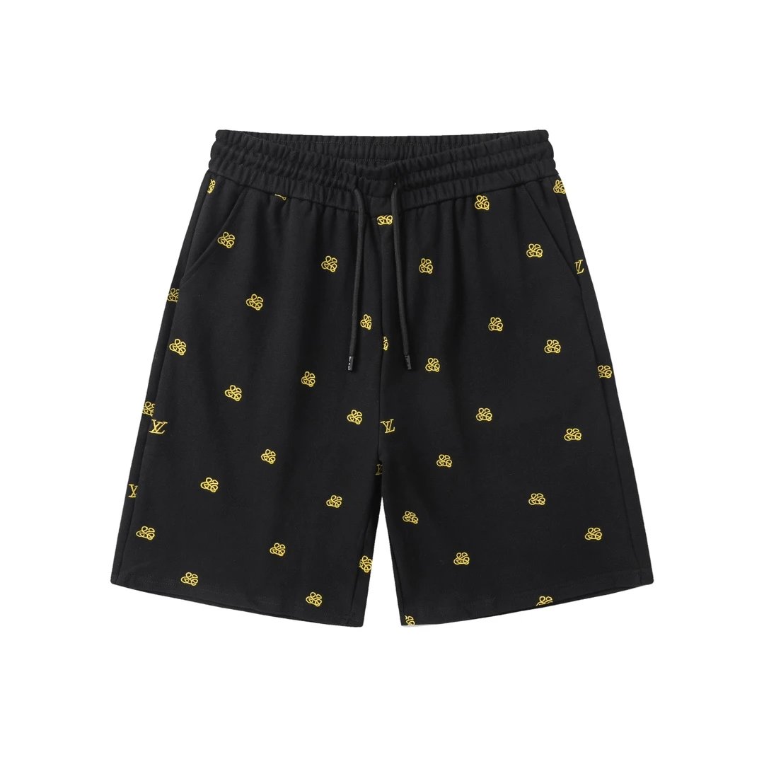 Louis Vuitton LV Shorts Full-body Gold Embroidery Small logo Five-point Shorts25ss New Drawstring American Style Casual Summer Pants5Two-in-One Casual Sweatpants for Men and Women, Pure Cotton Joggers