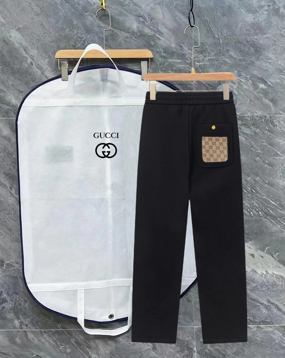 Gucci Sweatpants Fleece-lined Thickening Embroidery logo Plaid Straight Pants for Men and Women