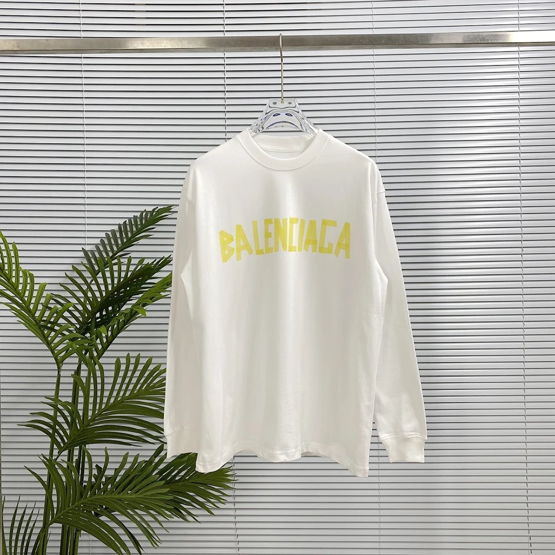 Balenciaga Hoodie New Style Tape Letter Print Long Sleeve T Round Neck Sweatshirt Long Sleeve Base Shirt Jacket Top Fashion Unisex Sports Casual Loose Fit Versatile Autumn Winter New Arrival