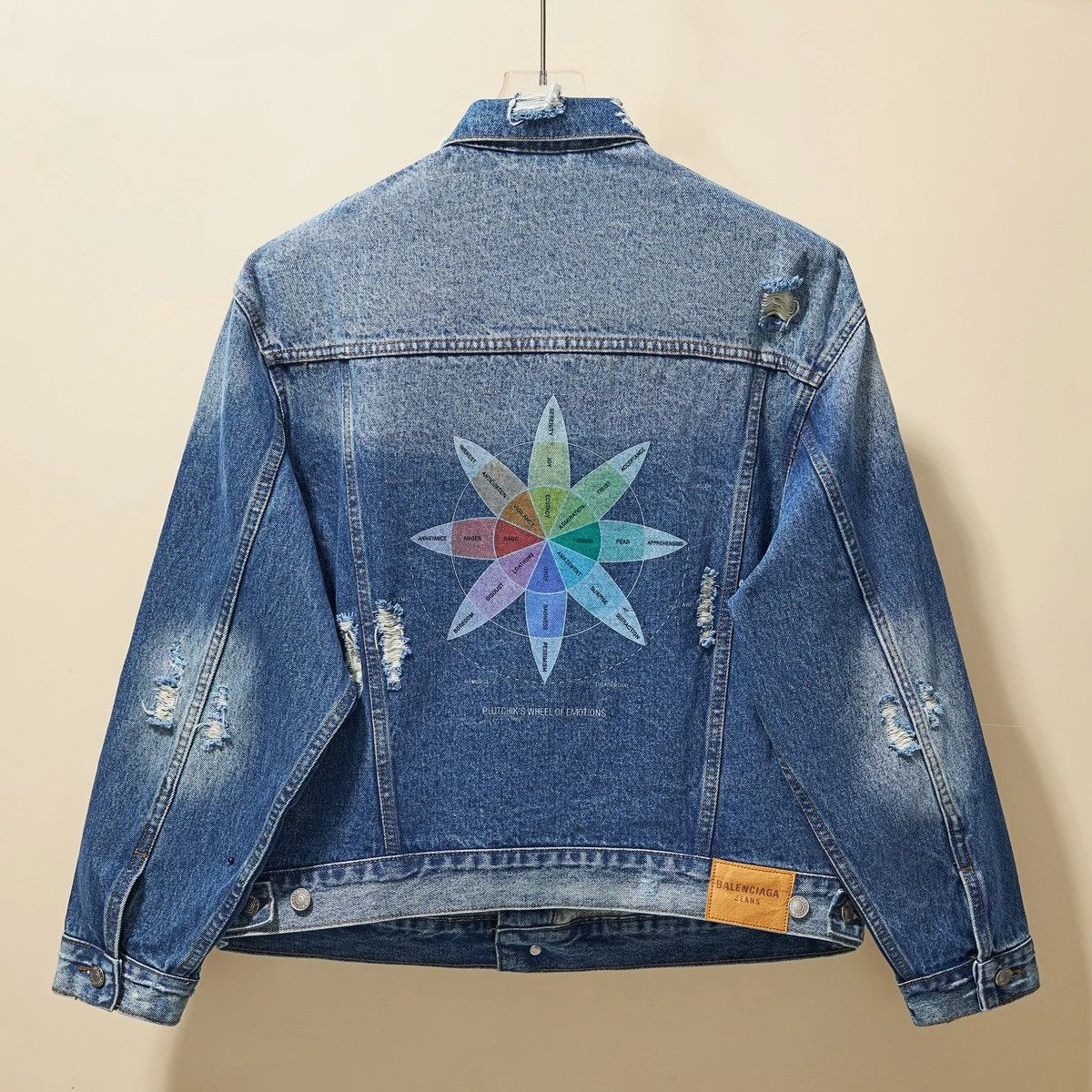Balenciaga Jackets Distressed Vintage Back Print Denim Jacket for Men and Women Couples