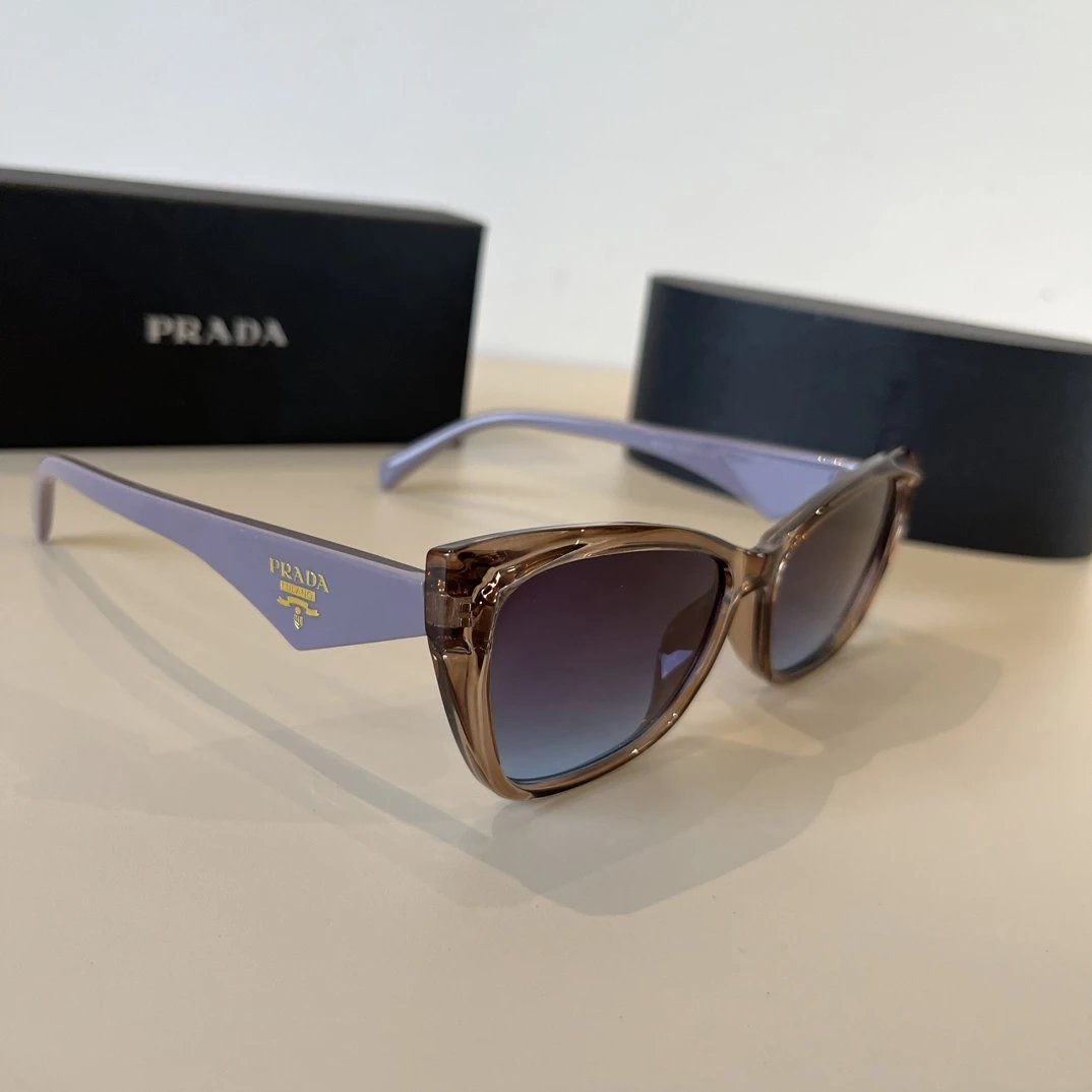 PRADA Sunglasses Letter Logo Temple Sunglasses Slimming Non-Prescription Unisex Couple Style Driving Beach Fishing UV Protection25ss New Sports Casual Versatile