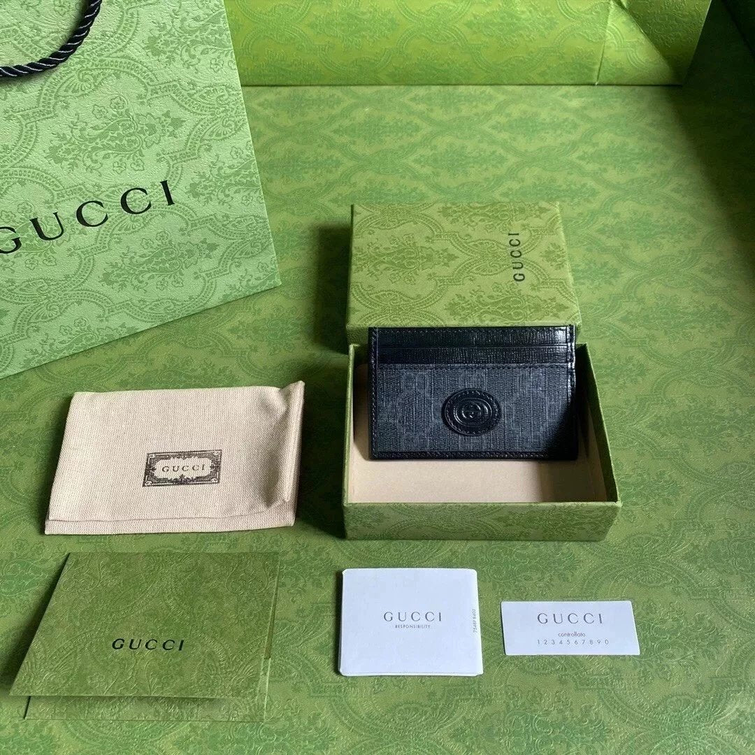 Gucci Wallet Top version 2022New Series Card Holder Card Holder Black/pvc Model:673002