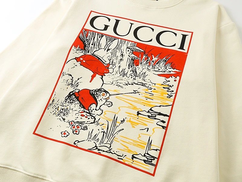 Gucci Hoodie Large chest logo Printed Solid Color Crewneck Sweatshirt Long Sleeve Base Shirt Outerwear Trendy Unisex Sports Casual Loose Fit Versatile Autumn Winter New Arrival