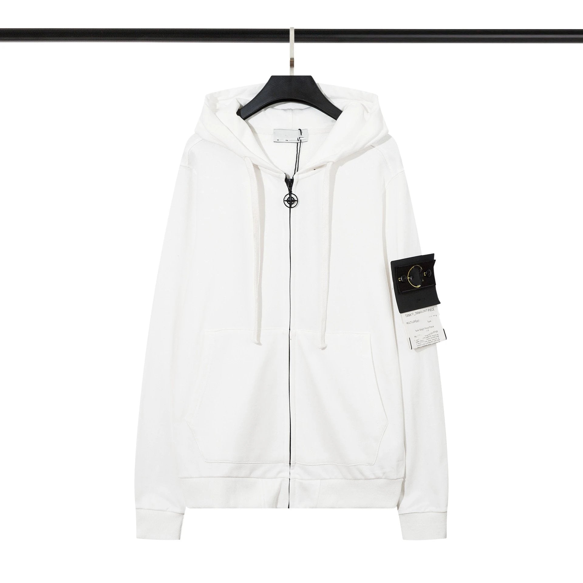 Stone Island Hoodie Spring and Autumn New European and American Fashion Brand Zipper Open Chest Hooded Sweater Same Earrings for Couple Slimming Coat