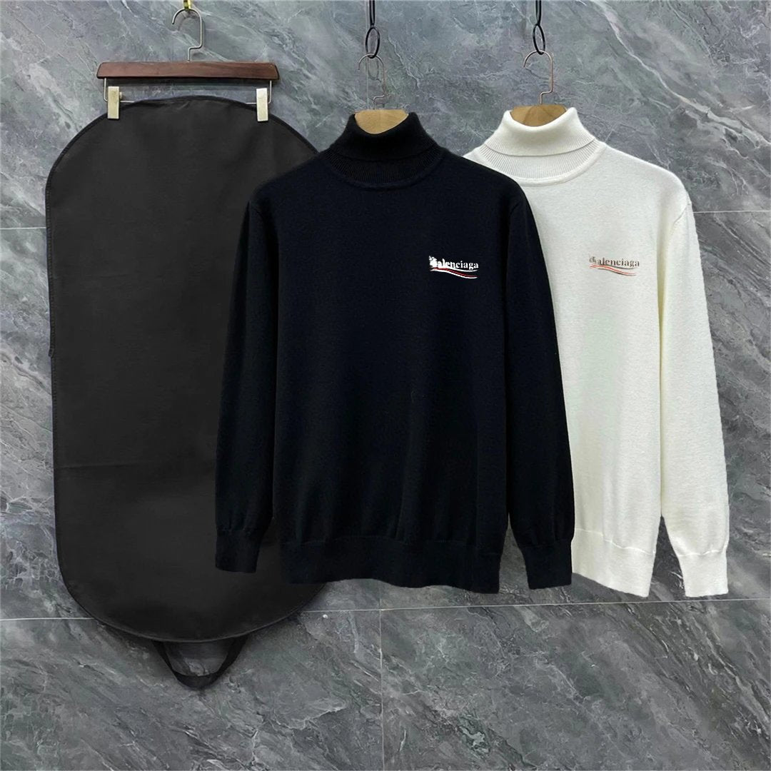 Balenciaga Sweater Coke Wool Blend Sweater Turtleneck Sweater Unisex Versatile Casual Jacket Inner and Outer Wear