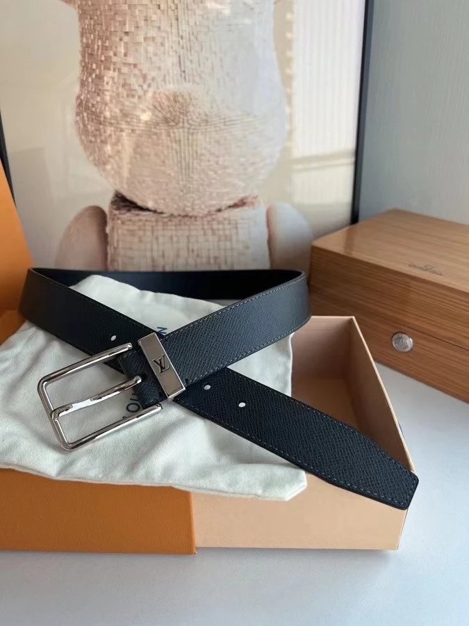 Louis Vuitton LV Belt Top version 【Counter Quality】The Most New Belt3.5cm Men's Belt Pin Buckle Men's Leather Belt with Classic Presbyopic Checkerboard Plaid Belt with Genuine Goods Packaging!There Is No Problem to Enter Or Exit the Counter,Versatile Casu