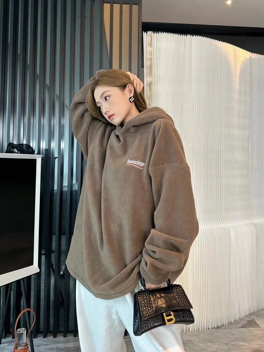 Balenciaga Hoodie 24FW Coke Embroidered Distressed Fleece Hoodie Sweatshirt Unisex