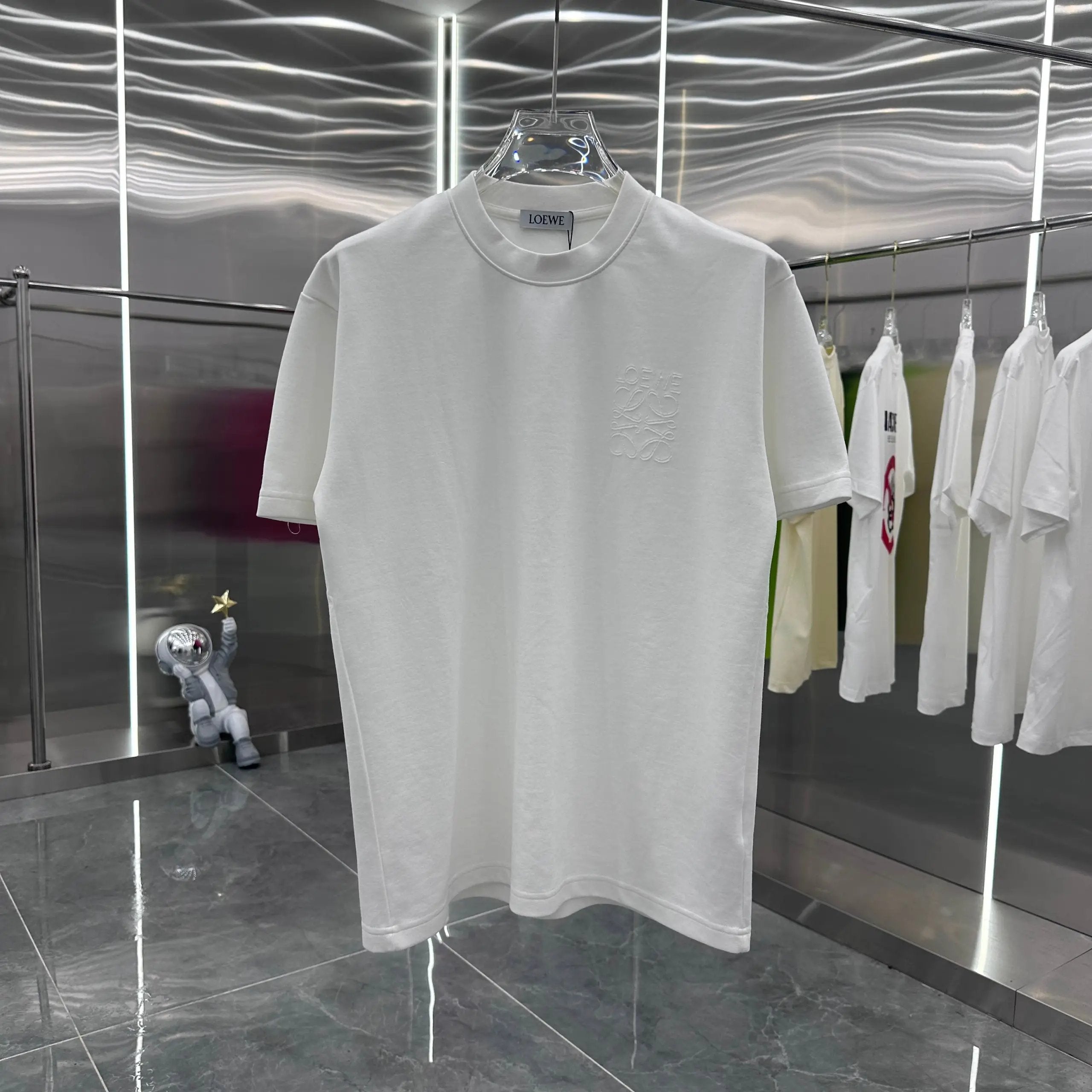 LOEWE T-shirt Chest Brand Pattern Burnt Flower logo round Neck Short Sleeve25ss New Pure Cotton Unisex Style T T-shirt OS Loose Fit Base Shirt Top Half Sleeve T-Shirt