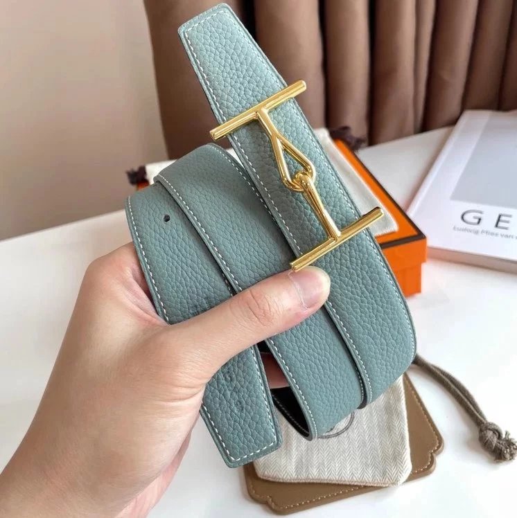 Hermes Belt Top version 【New products in stock】Leather Belt Men's Leather3.2mm Fashion Double-Sided Casual Belt Men's and Women's Belt