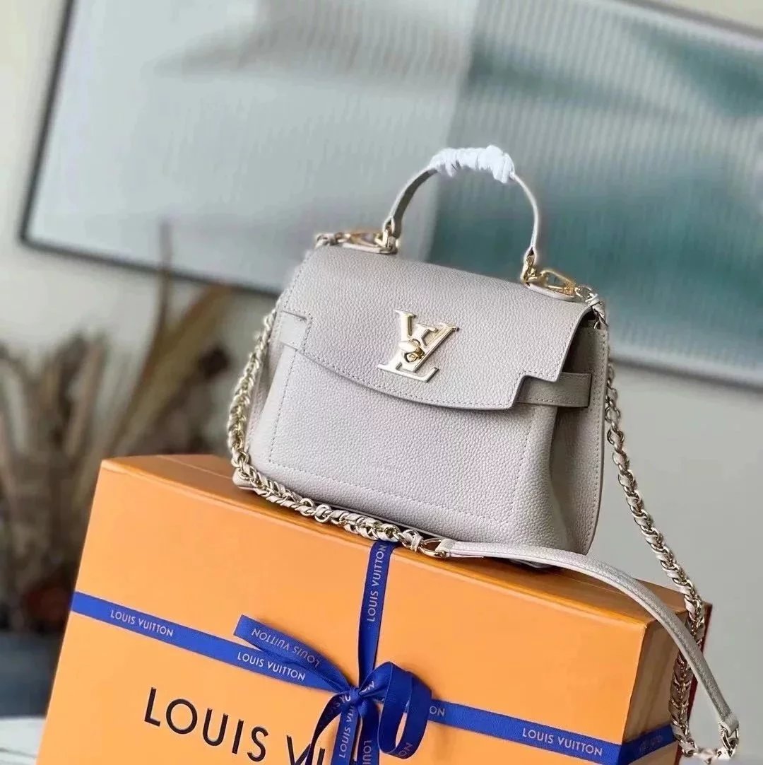 Louis Vuitton LV Women's Bag Top version 【】Women's Bag2022New Lockmeever Mini Handbag Full Leather Handbag Button Flap File Holder Chain Bag Shoulder Messenger Bag M210522108820997