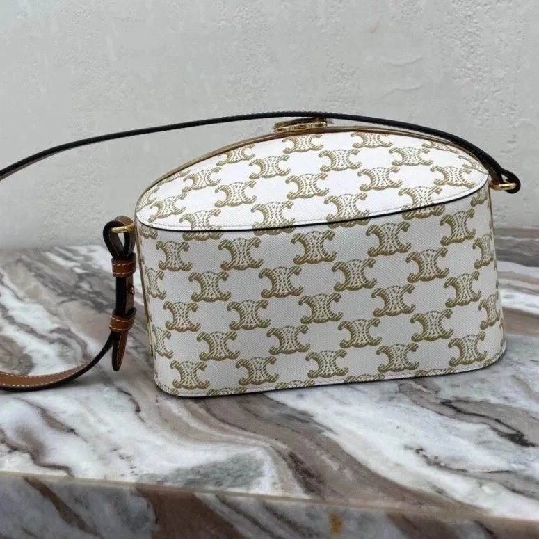 Celine women's bag Top version Goddess Clip Bag Lunch Box Bag Crossbody Bag Shoulder Bag Handbag TRIOMPHECANVAS Cowhide Lunch Box Handbag Women's Bag196412