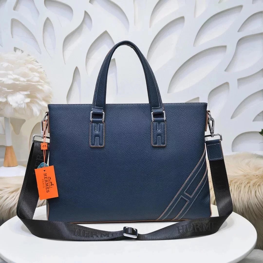 Hermes men's bag Top version Can Support Counter Comparison New Men's Briefcase Shoulder Messenger Handbag Briefcase Briefcase Handbag Briefcase Men's Bag