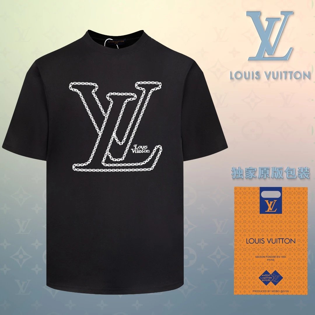 Louis Vuitton LV T-shirt Three-dimensional Chest LOGO Printed round Neck Short Sleeve25ss New Pure Cotton Unisex Style T T-shirt OS Loose Fit Base Shirt Short Sleeve Top T-Shirt