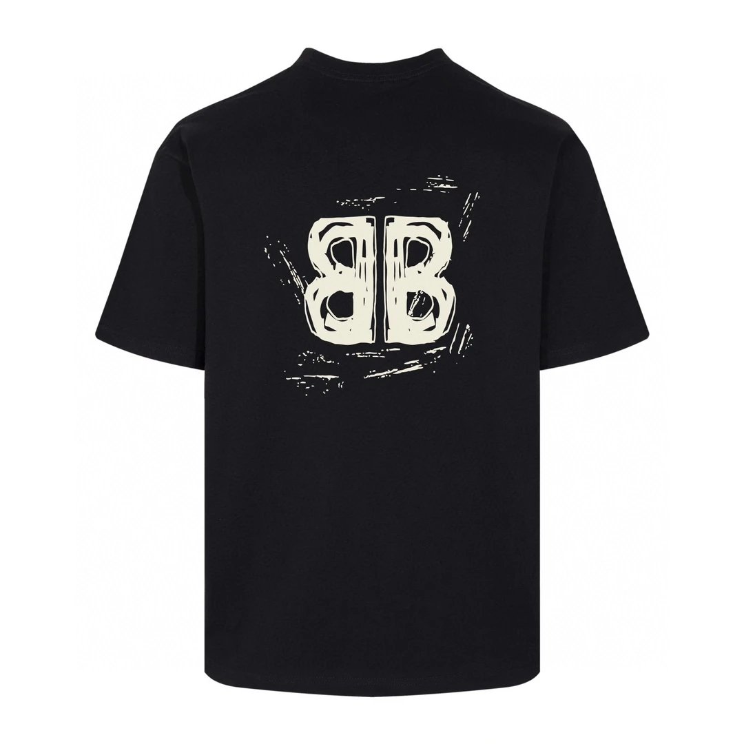 Balenciaga T-shirt Double Back B Large Letter Print logo round Neck Short Sleeve25ss New Pure Cotton Unisex Style T Casual T-Shirt Base Layer Shirt OS Loose Fit Half Sleeve Top Plus Size