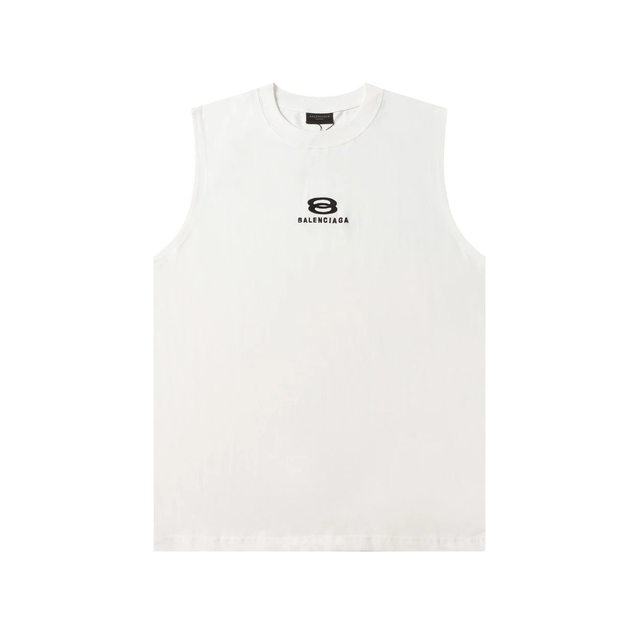 Balenciaga T-shirt Double Ring Letter Embroidery on the Chest logo Sleeveless Short Sleeve Sleeveless Vest25ss New Pure Cotton Unisex Base Shirt Top Half Sleeve T T-shirt OS Loose Fit T-Shirt