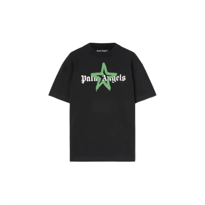 Palm Angels T-shirt Top Version Couple's Black Cotton Broken Bear Printed Loose T T-shirt Short Sleeve