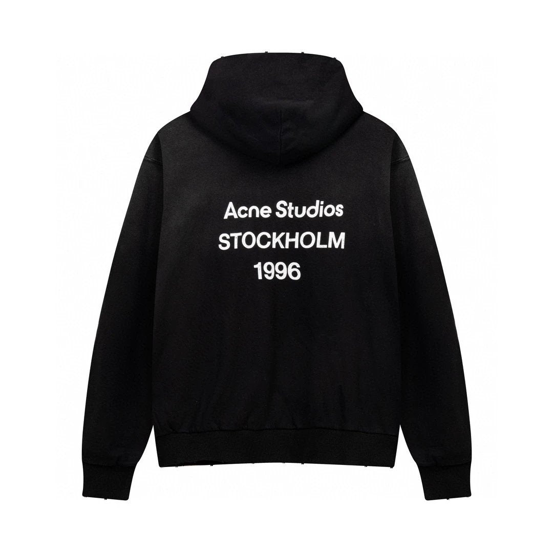 Acne Studios Hoodie Top Version Printed Smiley Face Men's and Women's Casual Hooded Hoodie Autumn