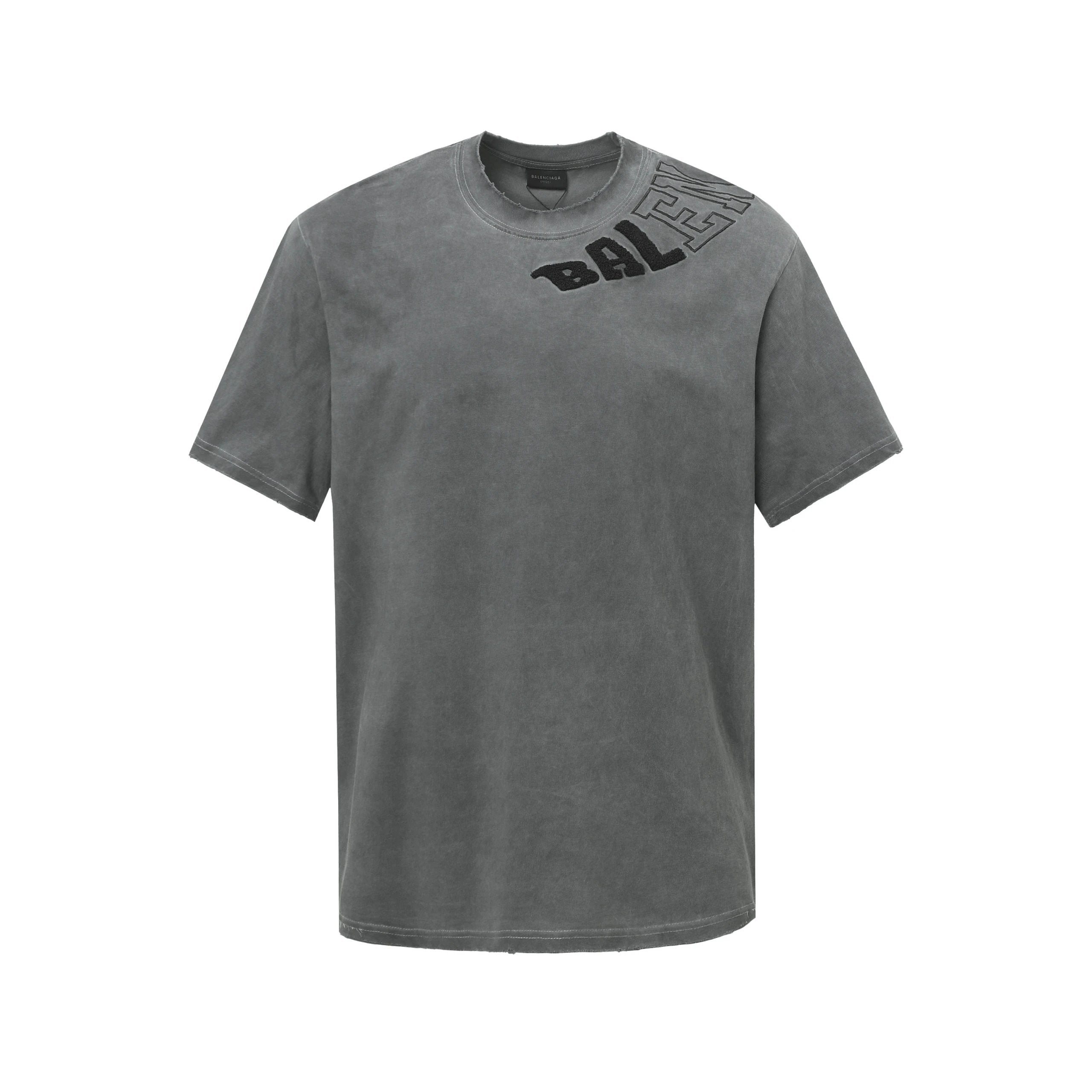 Balenciaga T-shirt Collar Letter Towel Embroidery logo round Neck Short Sleeve25ss New Pure Cotton Unisex Style T T-shirt OS Loose Fit Base Shirt Half Sleeve T-Shirt Top Half Sleeve