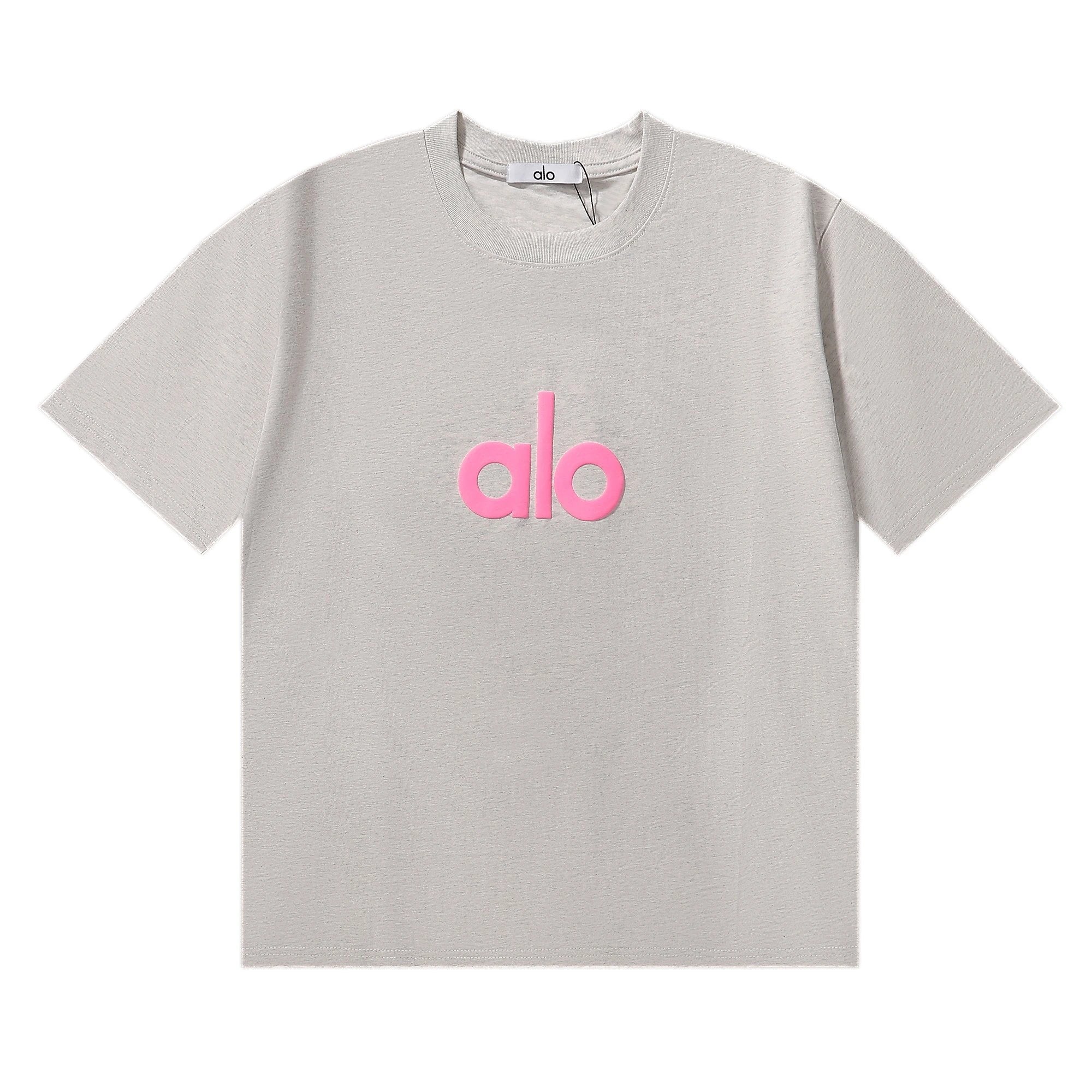 Alo Yoga T-shirt Chest Letter Print logo round Neck Short Sleeve25ss New Pure Cotton Unisex Style T Casual T-Shirt Base Layer Shirt OS Loose Fit Half Sleeve Top Plus Size