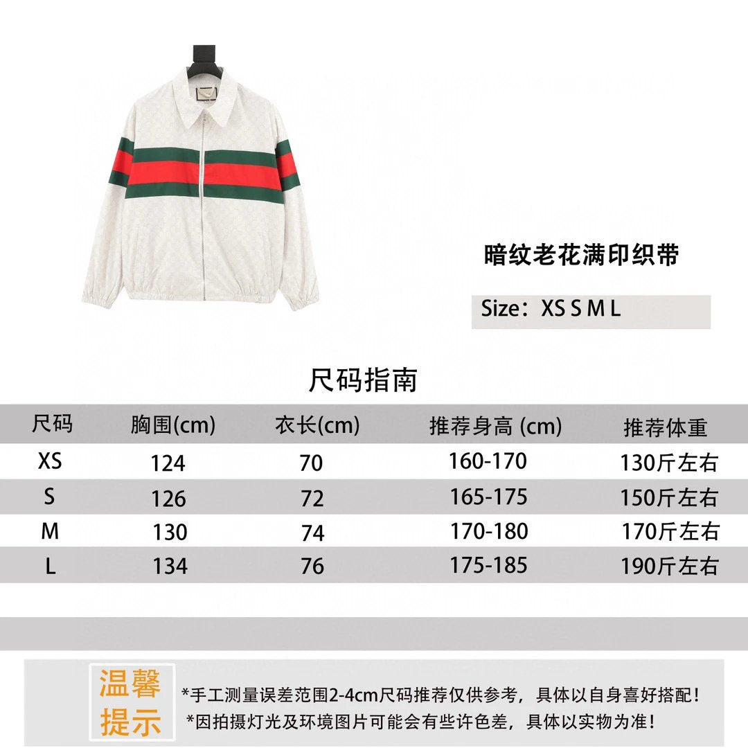 Gucci Jackets Dark Pattern Presbyopic Printed Ribbon1921Printed Jacket Coat Same Style for Men and Women
