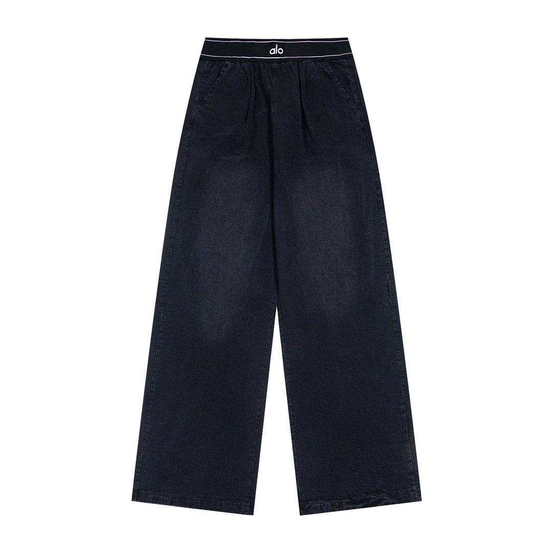 Alo Yoga Sweatpants Letter Embroidery logo25ss Spring Summer New Wide Leg Slim Fit Jeans Women Loose Fit Long Pants